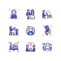 Photographer services - line art style icons set