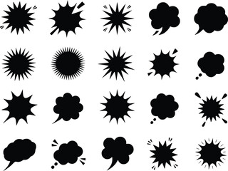 Explosion Speech Bubbles  Starbursts Elements Thought  Black Burst Vector Silhouettes