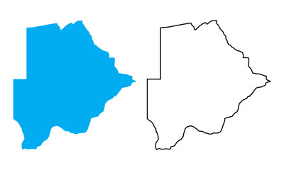 Obraz premium Botswana country map. Map in various outline and blue silhouette styles 