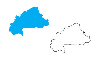 Fototapeta premium Burkina Faso country map. Map in various outline and blue silhouette styles 