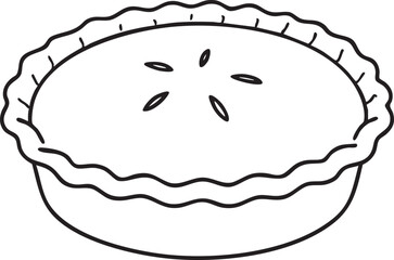 Simple Line Drawing of a Round Pie with a Fluted Crust and Steam Vents on Top