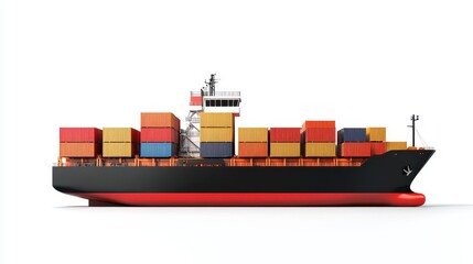 Obraz premium Container ship with cargo, future of logistics, isolated on white background.