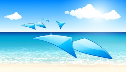 Abstract seascape with stylized elements.