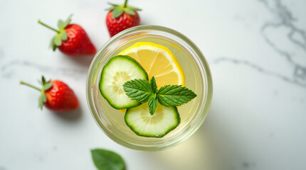 Fruit-Infused Detox Water on Marble