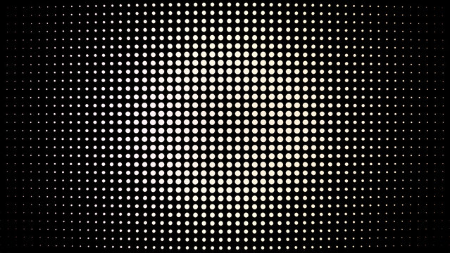 A black background with white dots, like reticules, arranged in a pattern. Wallpaper, copy space.