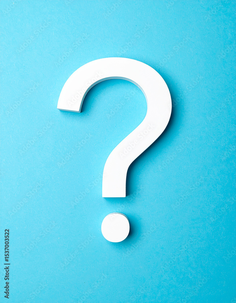 Aufkleber question mark on blue background. symbol of doubt and uncertainty. faq and qa. problem solution
