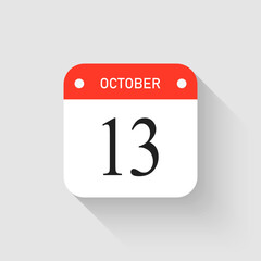 Vector icon page day calendar - 13 October month