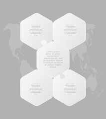 Puzzle diagram infographic process on 5 parts
