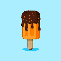 Yummy Popsicle Chocolate Covered Vector Illustration Cartoon Design