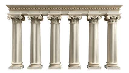 greek columns isolated on white background PNG,AI GENERATED