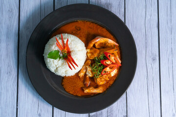 Rice with Savoury Curry with shrimp
