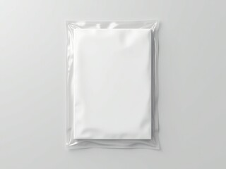 White sheet in plastic packaging on white background, minimalist | PVC Polyvinyl Chloride