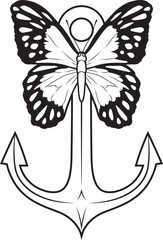 Butterfly Anchor Animal Vector Graphic Art Illustration