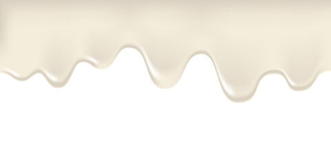Dripping white paint, yogurt or milk 3d texture. Vector illustration