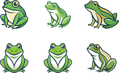Obraz premium Adorable Frog Poses Collection Perfect for Logos Branding and Mascot Designs