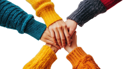 Red and white knitted wool gloves a warm winter fashion accessory on white background.