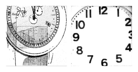 Naklejka premium Vector Detailed watch face with numerals and hands.