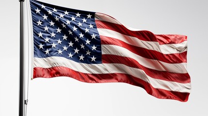 Fototapeta premium American Flag Waving Proudly in the Wind National Symbol Patriotic USA red blue stars white glory pride power fabric 
