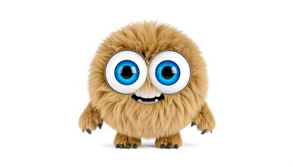 Fototapeta premium Cartoon Furry Monster with Big Eyes.