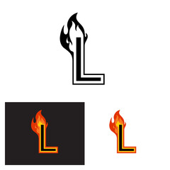 Vector combination of initial letter L with Little Flame, can be use to be logo, mark, identity or anything	
