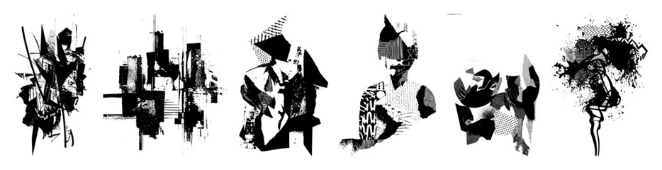 Obraz premium Vector Abstract vector shapes create a dynamic fragmented composition.
