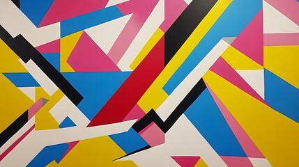 Obraz premium Abstract Geometric Art, Vibrant Color Blocks and Sharp Lines