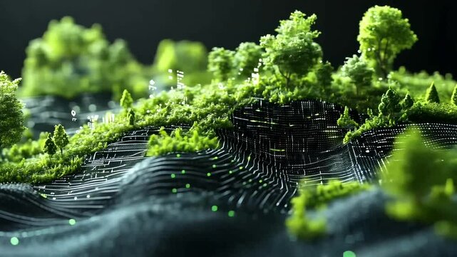 Lush Greenery with Digital Landscape Visualization
