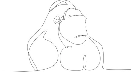 Gorilla Line art vector illustration. Continuous one single minimal line drawing Gorilla
