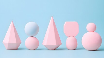 Pastel Pink and Blue Geometric Shapes Abstract Background