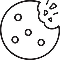 Obraz premium Bitten Cookie Icon Simple Line Art Illustration of a Delicious Treat with Missing Bite and Crumbs