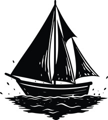 A sailboat ship silhouette on white background	