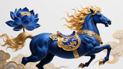 Creative Abstract Horse Design for 2026 Chinese New Year: Zodiac-Inspired Commercial Background with Jade and Paper Elements. AI-Generated Illustration for Posters, Banners, and Book Covers. Perfect f