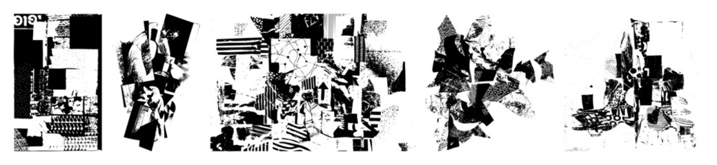 Fototapeta premium Vector Abstract geometric shapes create a dynamic fragmented composition.