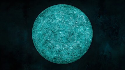 Teal Glowing Planet Sphere on Dark Background