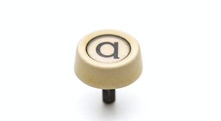 Single vintage typewriter keycap with letter engraving, isolated on white background. Generative AI