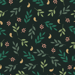Floral seamless pattern. Foliage vector surface design of abstract leaves