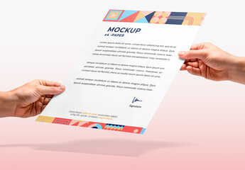 Hands Passing Letterhead Mockup