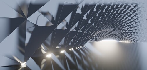 Abstract architecture background arched interior 3d render