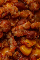 Macro food texture in warm shades meat, glaze, sauce, chicken