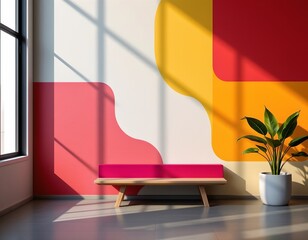 high quality, a minimal flat design with bold blocks of color and stark lighting contrasts.