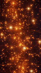 Bright gold stars twinkle in dark space, creating a beautiful scene with other small glowing spots like dust in the far galaxy.