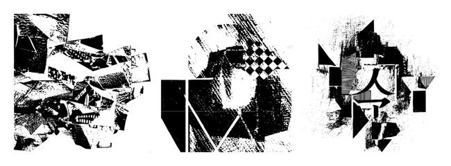 Obraz premium Vector Abstract geometric shapes create a dynamic fragmented composition.