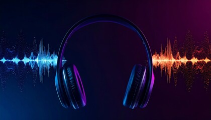 Headphones with sound waves.