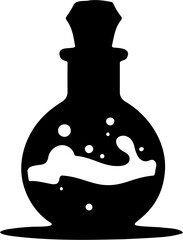 vector illustration of potion bottle silhouette, isolated on white