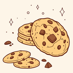 Delicious chocolate chip cookies sweet treats bakery dessert food