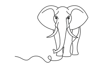Minimalist elephant outline in single line style