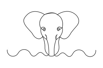 Minimalist elephant outline in single line style