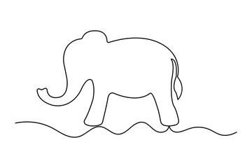 Minimalist elephant outline in single line style