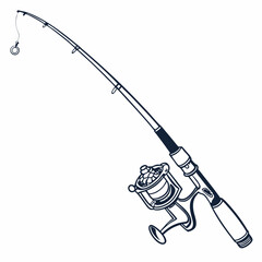 Professional fishing rod illustration isolated on white background