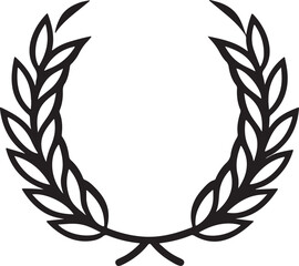 Black and white laurel wreath design isolated on white background